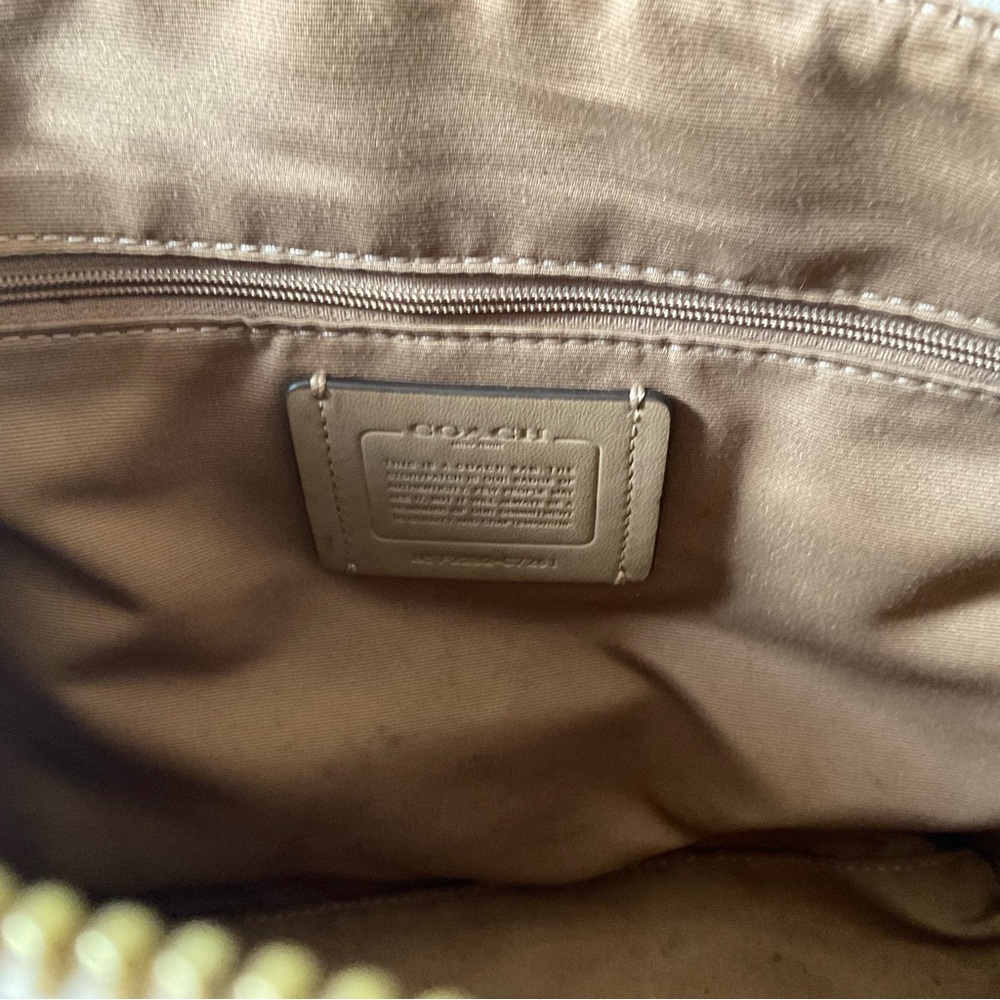 Coach Beige Signature Tote w/ Leather Trim & 40” Removable Strap - Picture 2 of 11